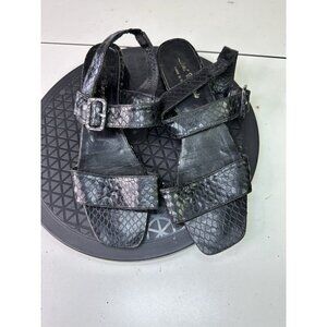 Robert Clergerie Strappy Sandals Black Reptile Embossed VTG 90s Sandals Sz 7.5